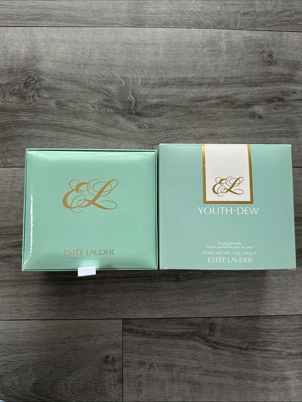 Estee Lauder Mint Green Box with Gold Logo